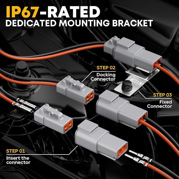 DTP Connector Crimping Tool Kit, 1/2/4/6 Pin 25A Waterproof Automotive Electrical Connectors, Size 12 Stamped Contacts (14-10 AWG), Ratcheting Crimper & Removal Tool, Compatible Deutsch DTP