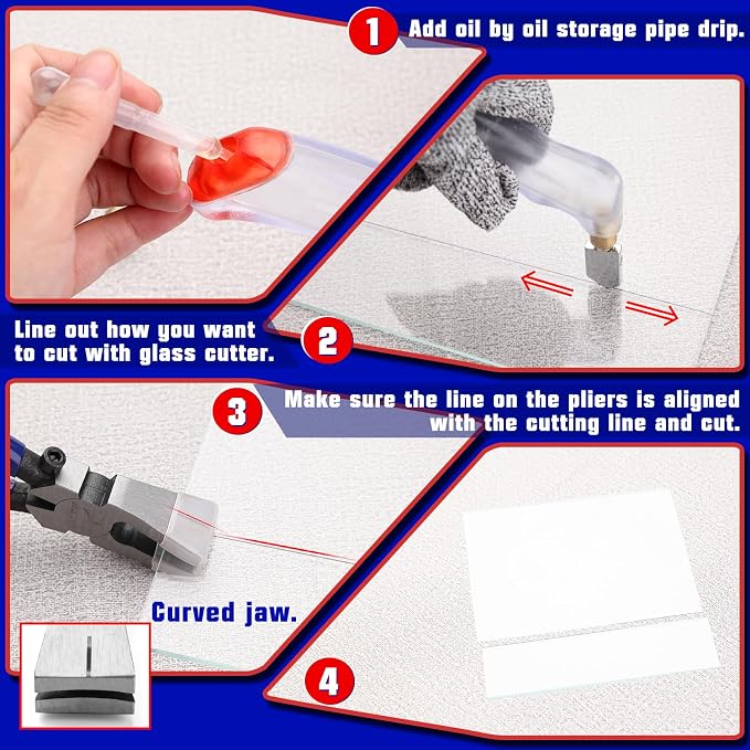 GOLD DEER Glass Mosaic Cutter Kits Heavy Duty Mosaic Wheeled Glass Nippers Wheeled Glass Tile Nipper Running Plier Breaking Grozer Plier Mosaic Tile Cutter Mosaic Tools for Craft Glass Cutting