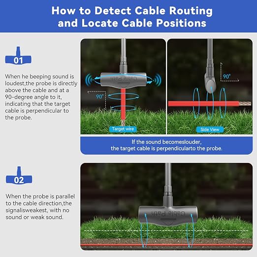 NOYAFA Underground Wire Locator - Circuit Tracer Pet Fence, Electrical, Network & Irrigation Wires, Rechargeable Lithium Battery, LED Flashlight, Easy Cable Break Detection, NF-816LS