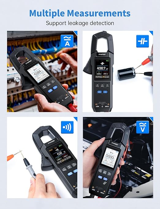 FNIRSI DMC-100 Clamp Meter 10000 Counts TRMS, 600A AC/DC Amp Meter with Curve Recording & 2" TFT Screen, Rechargeable Multimeter Measuring Voltage Current Resistance Capacitance NCV for HVAC Auto