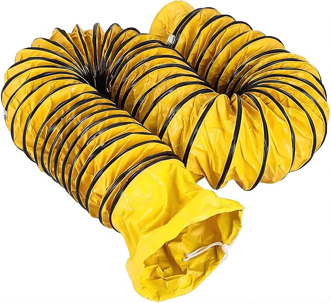 16FT Ducting Hose 10IN PVC Flexible Duct Hosing with Adjustable Rope S Hook & Steel Support for Utility Blower Exhaust Fan (10''x16ft)
