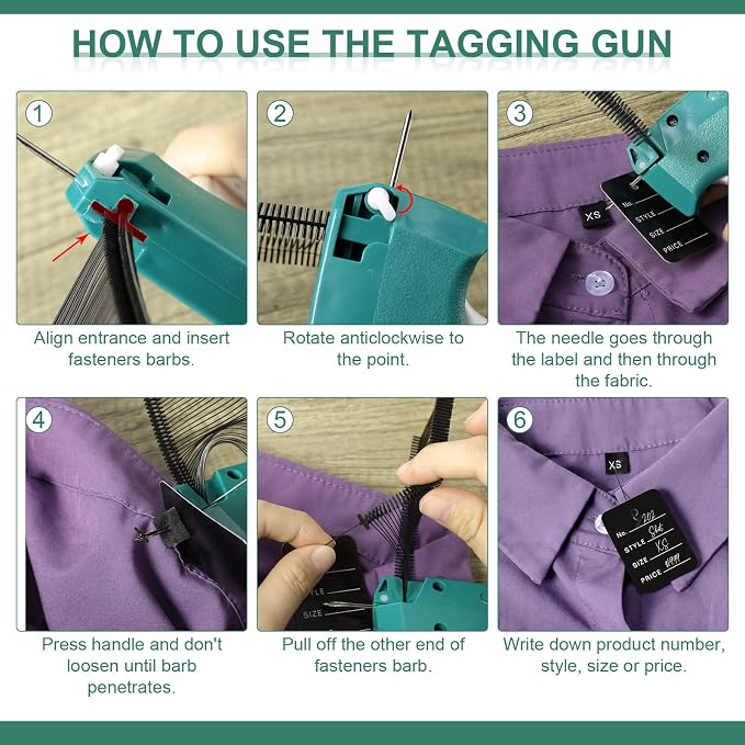 Chumia 3576 Pcs Tagging Guns for Clothes Labels Attacher Stitch Guns for Clothing with 3000 Barbs, 5 Needles and 100 Price Tags, Sewing Kit for Retail Stores, Garage Yard Sales(Black)
