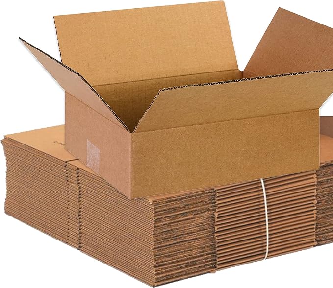 BOX USA 13 x 10 x 4 Corrugated Cardboard Boxes, Flat 13"L x 10"W x 4"H, Pack of 25 | Shipping, Packaging, Moving, Storage Box for Home or Business, Strong Wholesale Bulk Boxes