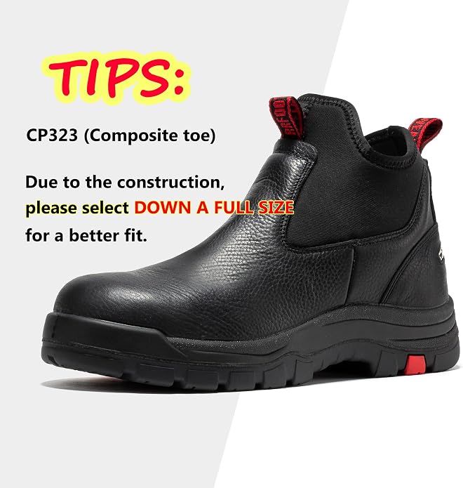 ROCKROOSTER Bakken Men's Black 6 inch Chelsea Boots, EH Rated Waterproof Slip-on Work Boots AK303-Soft Toe, AK323-Steel Toe, CP323-Comp Toe