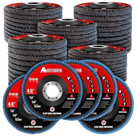 50 Pack 80 Grit T29 Zirconia Flap Discs 4.5" x 7/8" T27 for 4 1/2 Inch Angle Grinder Flap Wheels Heavy-Duty Grinding & Sanding Discs for Metal, Wood, Stainless Steel