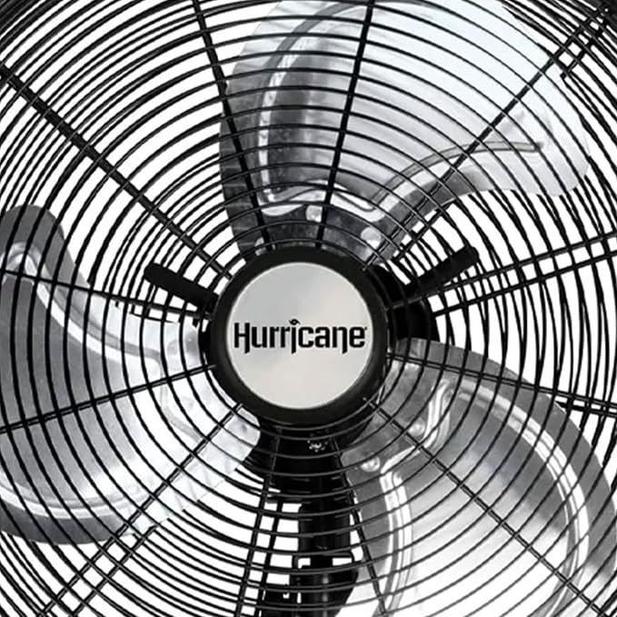 Hurricane 16" High Velocity Pro Oscillating Metal Wall Mount Fan w/ 3 Speeds, Black - Corded Electric Air Cooling Unit w/Powerful 2400 CFM Airflow for Home, Garage, Gym, Workshop & Greenhouse
