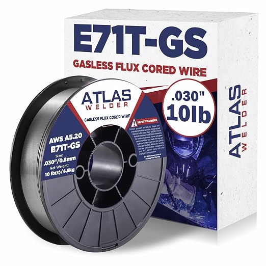 ATLASWELDER Flux Core Welding Wire, E71T-GS .030 Inch 10LB, Gasless Mild Steel MIG Welding Wire with Low Spatter for All Position Welding