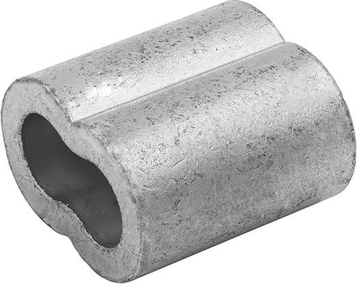 MIL-SPEC Tin Plated Copper Swage Sleeves Clip & Ferrules (1/4 inch) – Oval Duplex Wire Rope Cable Crimping Loop Fittings (Pack of 10)