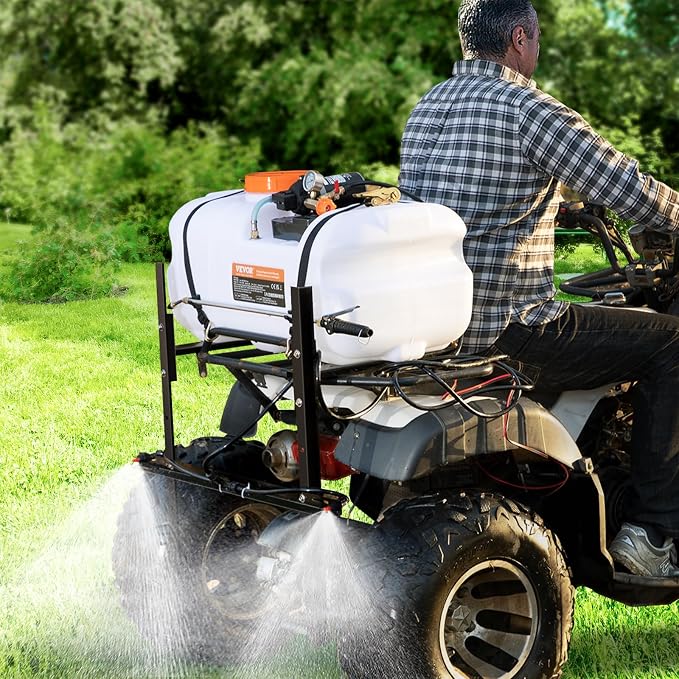 VEVOR ATV Spot Sprayer, 15.9 Gal/60L ATV/UTV Broadcast Sprayer with A Nozzle Boom, 12 V Pump Sprayer with Water Tank, 1.9 GPM Flow Rate, Adjustable 0-72 PSI, 20FT Hose, for Garden, Farm