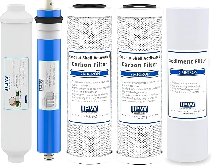 IPW Industries Universal 5-Stage Under Sink Reverse Osmosis Replacement Filter Kit | Replace Every 6-12 Months for Pure, Refreshing Water