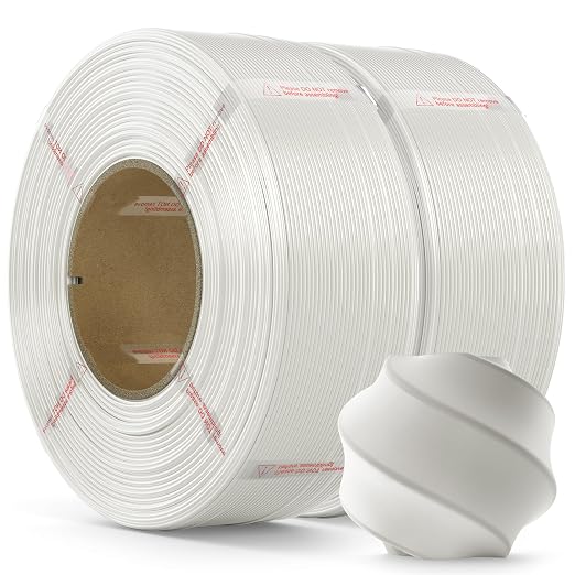 PLA Filament 1.75mm PLA 3D Printer Filament(Refill),2kg Refill for Reusable Spools(4.4lbs),Premium Quality 3D Printing Filament for Bambu lab 3D Printers,White+White