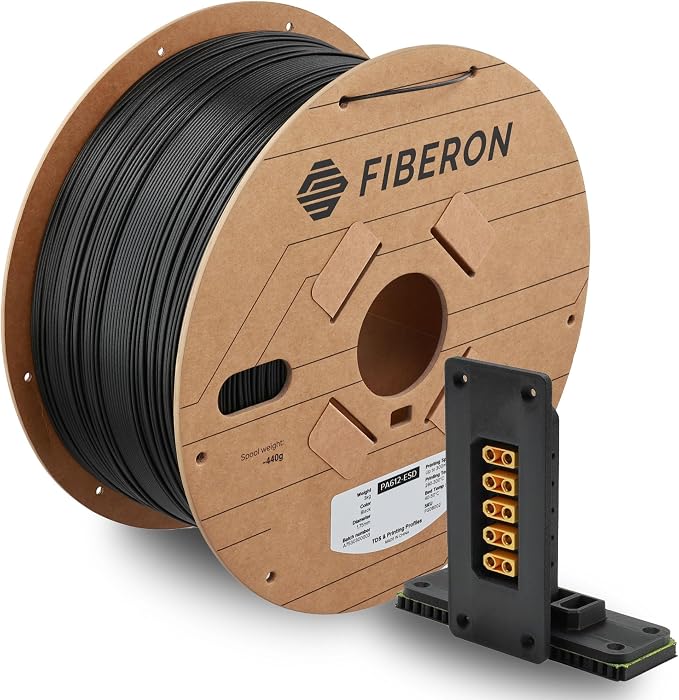 Polymaker Fiberon PA612-ESD 3D Printer Filament 1.75mm 3kg, ESD-Safe Carbon Fiber Nylon, Heat Resistant to 150°C, Chemical Resistant, Industrial Grade Strength, PCB Fixtures, Electronics Housings