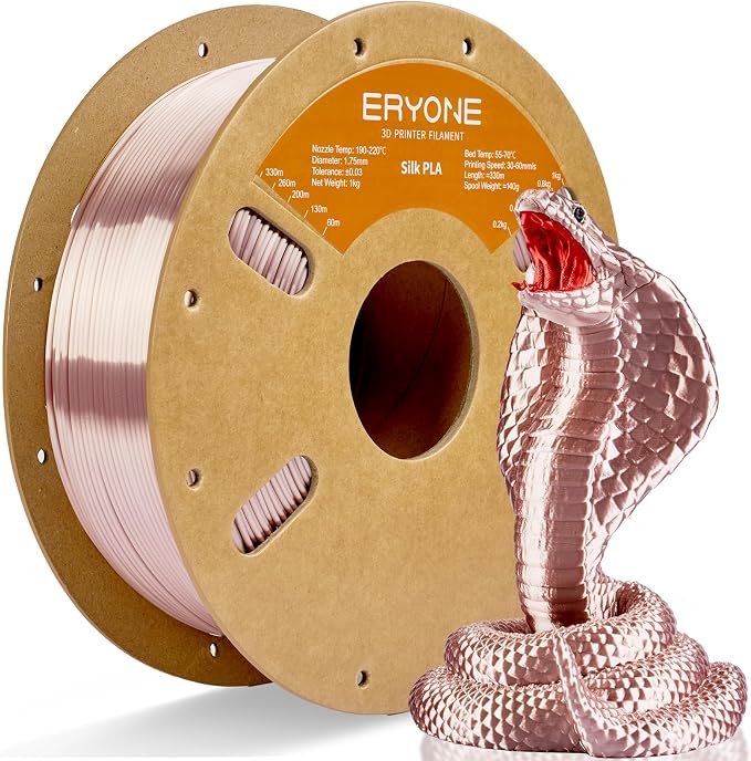 ERYONE Silk PLA Filament for 3D Printer 1.75mm +/- 0.03mm, Shiny Filament 1kg (2.1lbs)/Spool, Rose Gold(Champagne Pink)