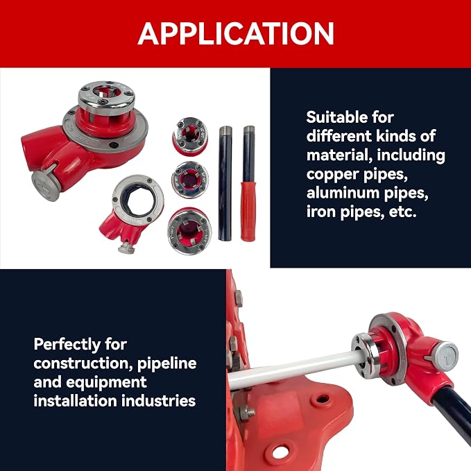 TEXALAN(R) Pipe Threading Tool with Ratchet Handle 3 Stock Dies 1/2", 3/4", 1" (NPT) plumbing