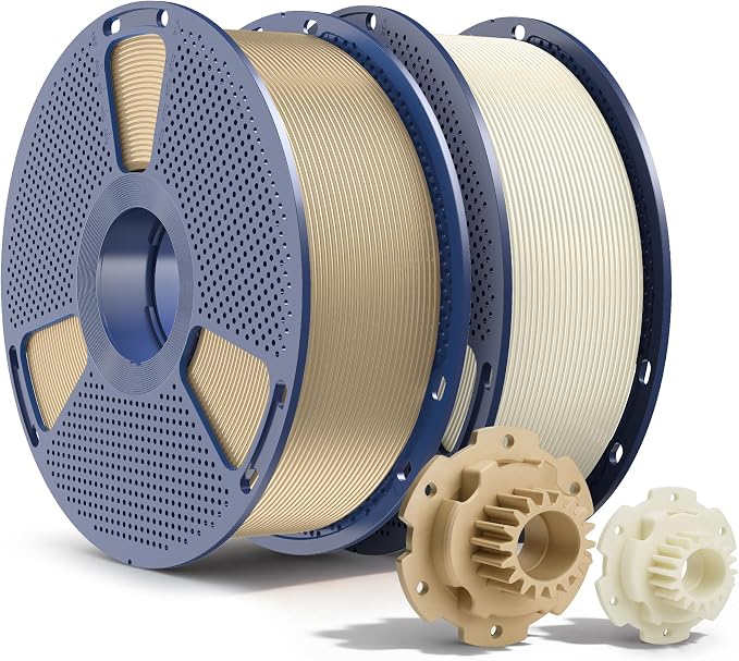 SUNLU PETG Filament 2KG, High Strength PETG 3D Printer Filament 1.75mm, Dimensional Accuracy +/- 0.02mm, 1KG Spool(2.2lbs), 2 Pack, Oak+Bone White