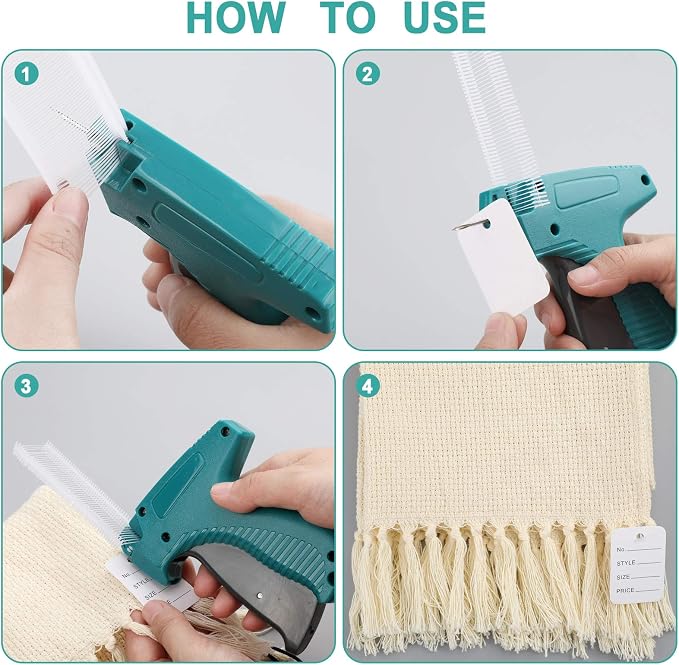 Honoson 2006 Pcs Clothing Price Tags with Gun Set, Including 1 Garment Price Tag Attacher with 5 Steel Needles 500 Clothing Label and 1500 Plastic Fasteners Barbs(Ordinary Style)