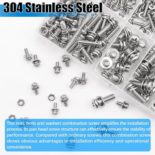 mxuteuk 500PCS Nut and Bolt Assortment Kit,M2 M2.5 M3 M4 M5 Machine Screws,304 Stainless Steel Small Metric Screw and Nuts for DIY Projects,Electronics,Repairs