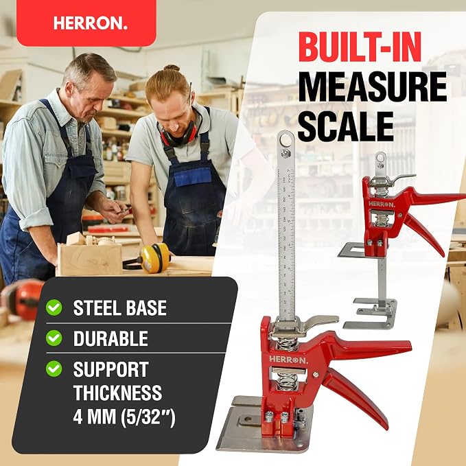 440 lbs Hand Lifting Jack Tool 2-Pack, Cabinet Lifter with Measuring Scale, 6 Inch Lift Height, All-Steel Construction, Furniture Lifter Labor Saving Arm for Installation & Renovation