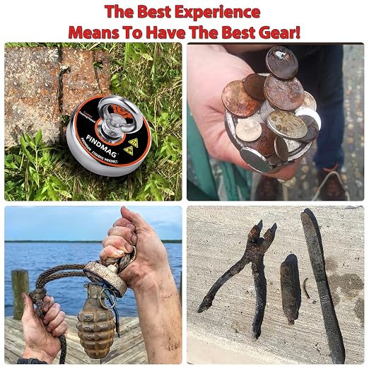 FINDMAG Magnet Fishing Kit with Case, 1500 LBS Pulling Force Super Strong Magnets, Premium Fishing Magnets Kit for Heavy Duty Use, Magnet Tool Pickup -4.72inch Diameter