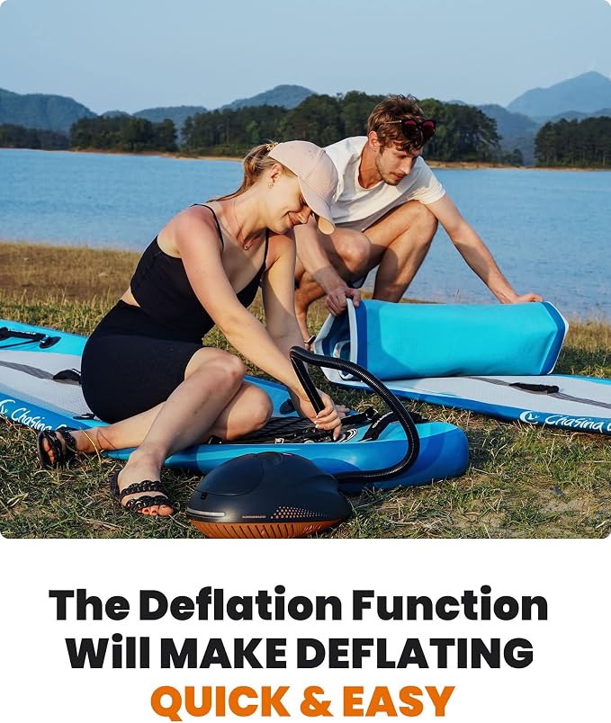OutdoorMaster 16PSI High Pressure SUP Air Pump with Rechargeable Battery The Whale - Intelligent Dual Stage Inflation & Auto-Off Feature and Deflation Function for Inflatable Stand Up Paddle Boards