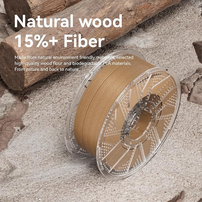 Chitu Systems Conjure Wood PLA Filament Teak, Using Reusable Spool Compatible with Bambu Lab Refill Filament, Dimensional Accuracy 1.75mm+/-0.02mm, 3D Printing Filament Bundle, 2KG Spool (4.4lbs)