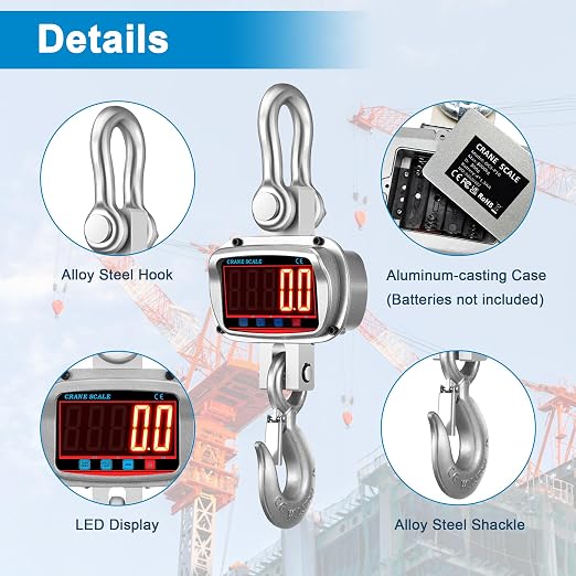 Hyindoor 3000kg 6600lb Crane Scale, 3T Digital Crane Scale with Remote Control, Temperature and Humidity Measuring Hanging Scale, Industrial Heavy Duty Electronic Scales Hoist Scales