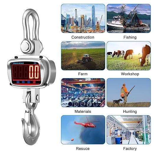 Hyindoor 5000kg 11000lb Crane Scale, 5T Digital Crane Scale with Remote Control, Temperature and Humidity Measuring Hanging Scale, Industrial Heavy Duty Electronic Scales Hoist Scales