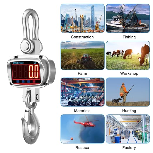 Hyindoor 3000kg 6600lb Crane Scale, 3T Digital Crane Scale with Remote Control, Temperature and Humidity Measuring Hanging Scale, Industrial Heavy Duty Electronic Scales Hoist Scales