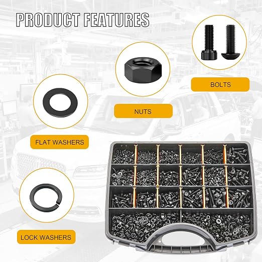 ZTF 4005pcs Screw Assortment Kit M2 M3 M4 M5 Hex Socket Cap & Button Head Screws, Metric Nuts and Bolts Assortment Kit with Washers & Wrench – Assorted Nuts and Bolts for DIY, Electronics, 3D Printers