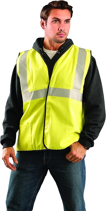 Occunomix LUX-SSCGFR-Y2X Classic Flame Resistant Cotton Single Stripe Solid Vest, HRC 1, XX-Large, Yellow