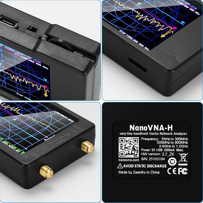 [Upgraded] AURSINC NanoVNA-H Vector Network Analyzer Latest HW Version 3.7, 9KHz -1.5GHz Antenna Analyzer with 32GB SD Card Support Data Storage, Measuring S Parameters, SWR, Phase, Delay, Smith Chart