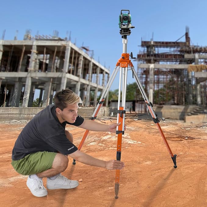 VEVOR Laser Level Tripod Stand, 5/8"-11 Thread Mount, 45.07-114.37 inch Height Adjustment Heavy Duty Survey Tripod, with Level Bubble & Diffusion Limiter, Liftable Non-Skid Feet for Construction