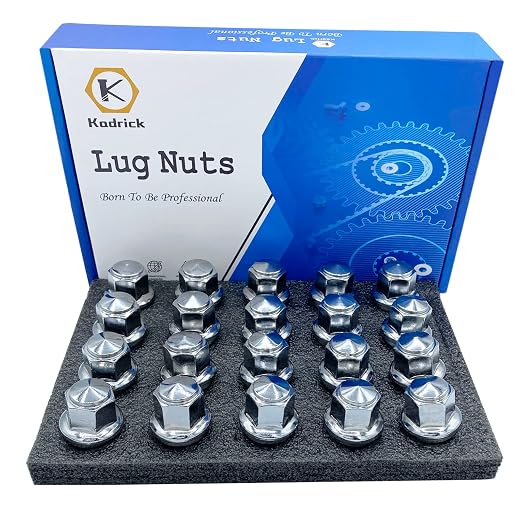 Kadrick 20pcs M12x1.5 Lug Nuts,One-Piece Solid Chrome OEM Factory Style, Replacement for 2001-2024 Ford Escape/2012-2018 Focus/2006-2020 Fusion/Lincoln 2015-19 MKC/2012-16 MKZ,Large Acorn Seat…