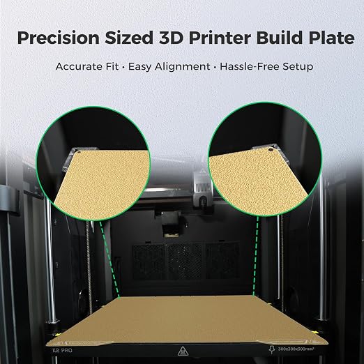 Creality K2 Pro Build Plate Original 325x310mm Dual Side Golden PEI Coating Spring Steel Magnetic K2 Pro Bed Plate Creality 3D Printer PEI Sheet for K2 Pro/K1 Max/Ender 3 V3 Plus