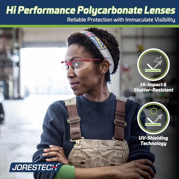 JORESTECH Safety Eyewear, ANSI Z87+ Impact Resistant Polycarbonated Eye Protection Safety Glasses, pack of 12