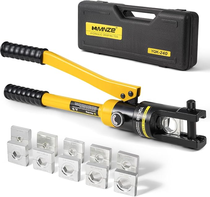 12 Ton Hydraulic Cable Lug Crimper Pliers 6 AWG to 500 MCM Hand Operated Hydraulic Crimping Tool Kit Wire Terminal Lug Battery Crimping Crimper with 10 Dies