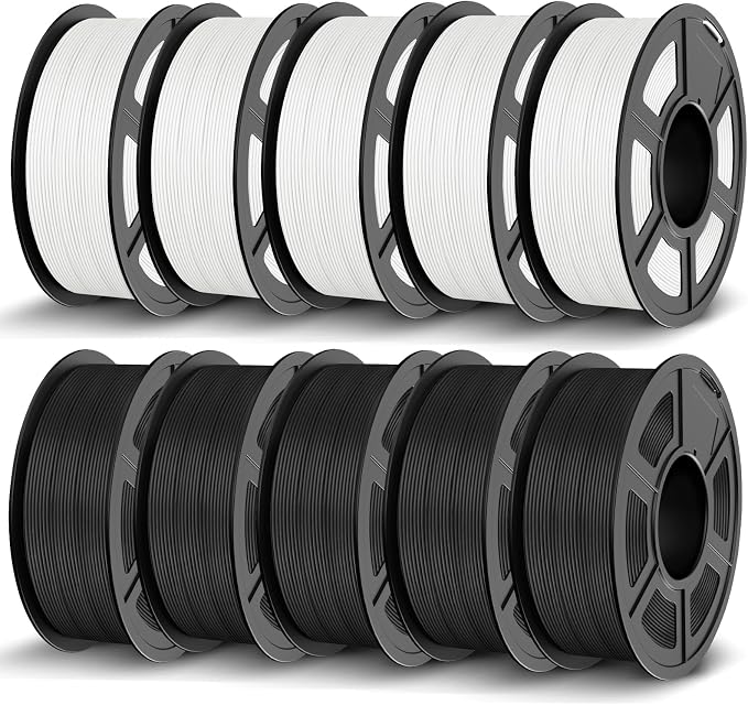 JAYO PETG Filament 1.75mm Bundle 11KG, Strong Toughness 3D Printer Filament, Fits for Most FDM 3D Printers (Black*5+White*5)