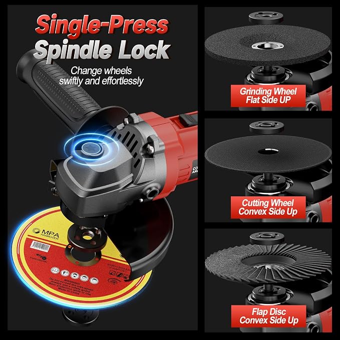 Cordless Angle Grinder Compatible with Milwaukee 18V Battery(NO Battery), 3 Variable Speed Brushless Motor Up to 8500 RPM, 4 1/2 Angle Grinder for Metal Grinding, Polishing, Cutting, 5/8"-11 Spindle