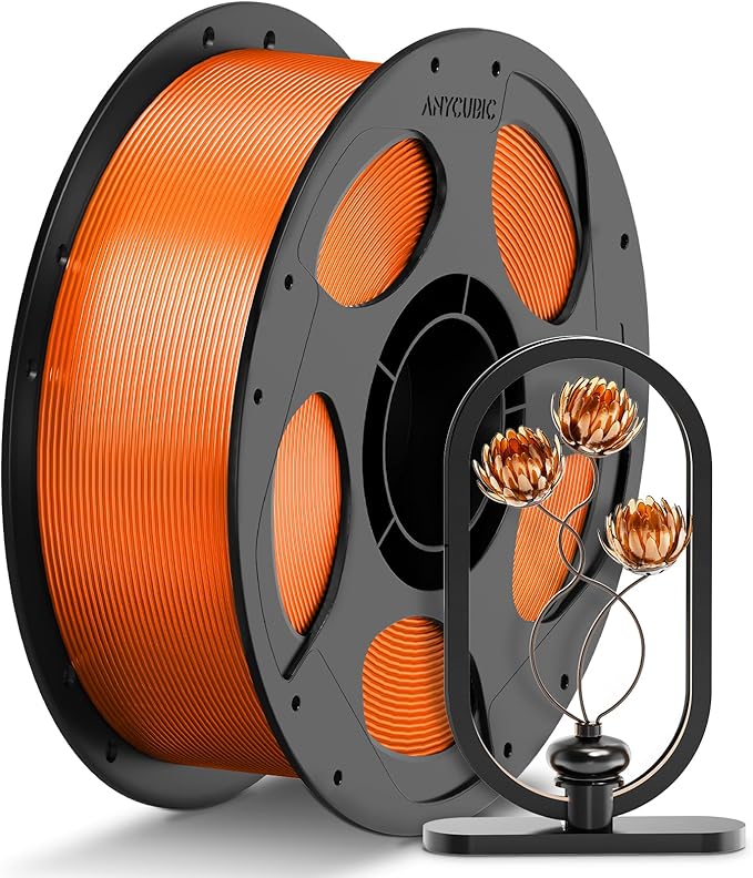 ANYCUBIC PETG Filament 1.75mm, 3D Printer Filament, Translucent and Vibrant, Dimensional Accuracy +/- 0.02mm, Print with Most FDM 3D Printers, 1KG Reusable Spool, Semi-Clear Orange