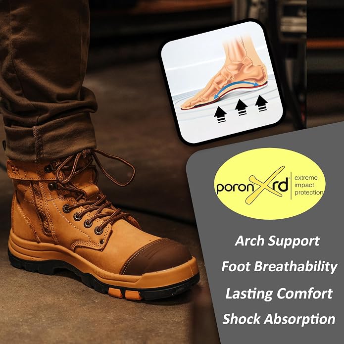 ROCKROOSTER Madison 6" Steel Toe Work Boots for Men with YKK Side Zipper Toe Cap Non-Slip Rubber Outsole, Comfortable Side Zip Lightweight Breathable Leather Shoes, Metal, ASTM F2413-18 M/I/C EH AK052