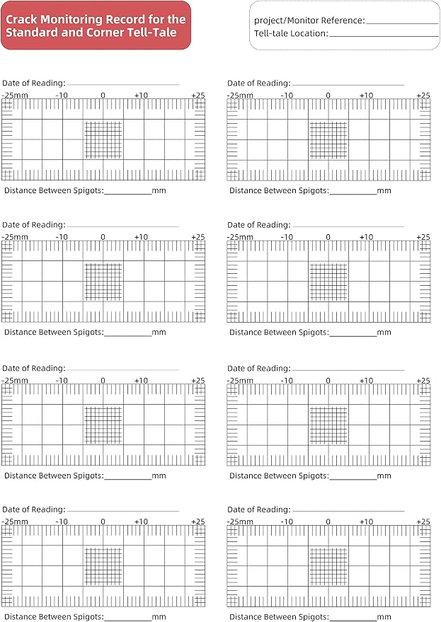 Crack Monitoring Record, Plus Tell Tale Corner Crack Monitor for The Standard Crack and Corner Tell Tale Record (1PC)