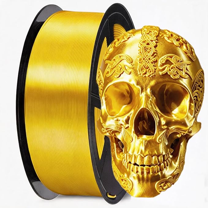 Silk PLA 3D Printer Filament 1.75mm Filajoy3D 3D Printing Filament 1KG Dimensional Accuracy +/- 0.03mm for Most FDM 3D Printers Gold