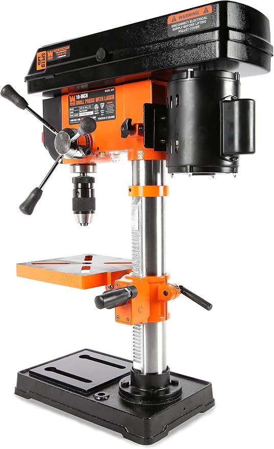 WEN 4211 3.2-Amp 10-Inch 5-Speed Cast Iron Benchtop Drill Press with Laser and Keyless Chuck , Black