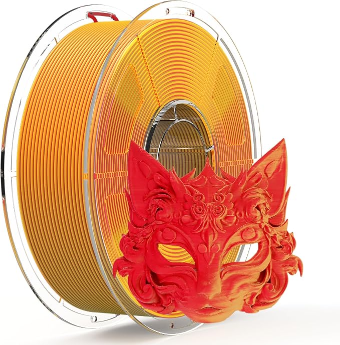iSANMATE Matte Dual Color PLA Filament 30-300mm/s 2-in-1 Color Rainbow Filament Fast Color Change Filament by Angle 3D Printing Filament 1.75MM 1KG Fit for Bambu Lab 3D Printers,AMS,AMSLite(Red Gold)