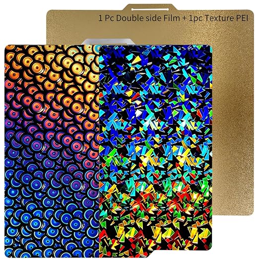【2pcs with 3 Patterns】Double Sided Smooth PEC PEK Build Plate + Textured PEI Sheet 257x257mm Spring Steel Flexible Print Bed Removable Surface Platform for Bambu Lab X1C/X1/X1E/P1P/P1S/A1 3D Printers