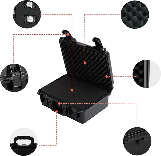 MEIJIA Premium Waterproof Hard Camera Case,Hard Case with customizable fit foam,Full Protection with Light&Convenient Design,Elegant Black (16.19"x12.69"x6.62")