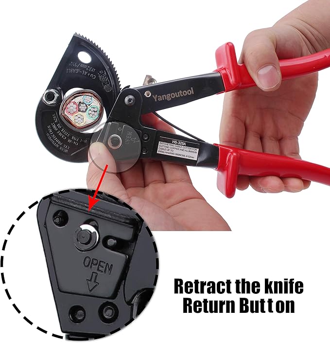 Yangoutool Ratchet Cable Wire Cutter and Heavy Duty Aluminum Copper Ratchet Cable Cutter for Cutting Electrical Wire Up to 240mm² Cutter Pliers