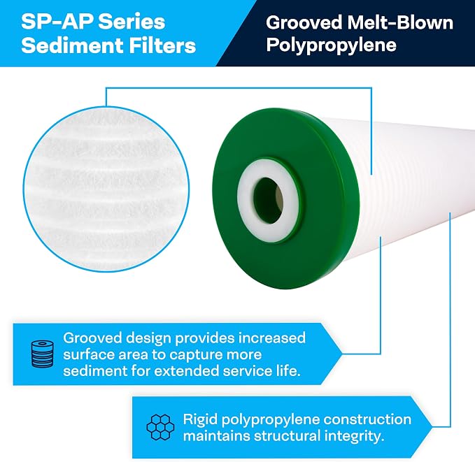 SpiroPure 20x4.5 25 Micron Sediment Water Filter Cartridge AP811-2 (6 Pack)