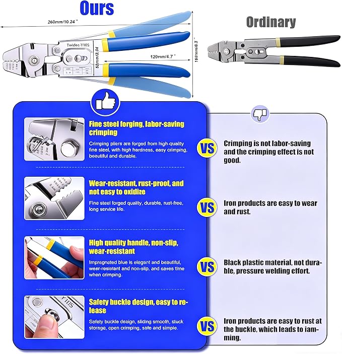 Twidec/Wire Rope Crimping Tool Up To 2.2mm Swaging Tool With 160PCS 1/16''Aluminum Crimping Loop Sleeve And 66FT 1/16'' 304 stainless steel Wire Rope 12PCS Wire Rope Thimbles Kit