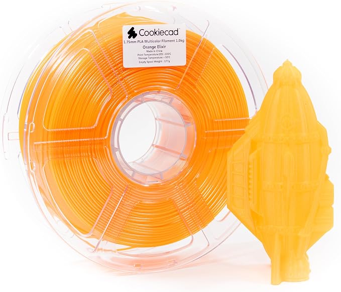 Cookiecad PLA Filament 1.75mm 1kg Iridescent Glitter 3D Printer Filament - Orange Elixir PLA
